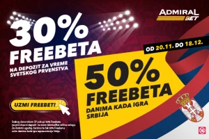 AdmiralBet i dalje nagrađuje– Dnevno 30% freebeta!